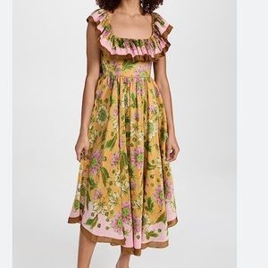 Alemais Winnie Ruffle Neck Midi Dress